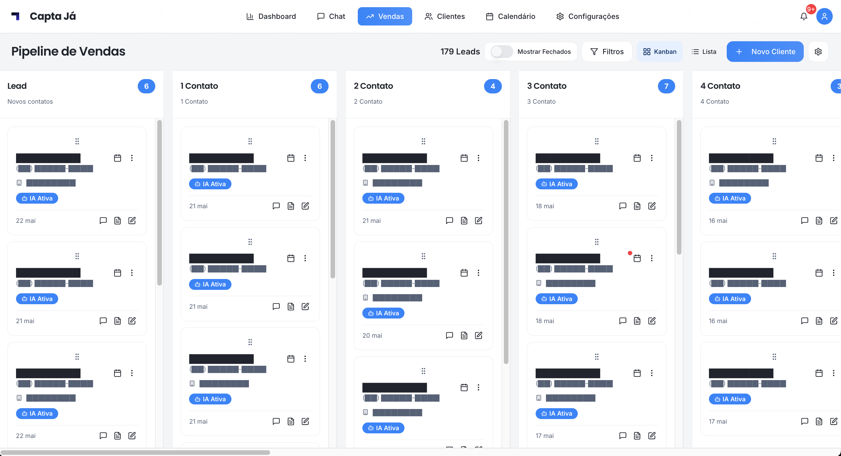 Kanban do CIA para controle dos leads