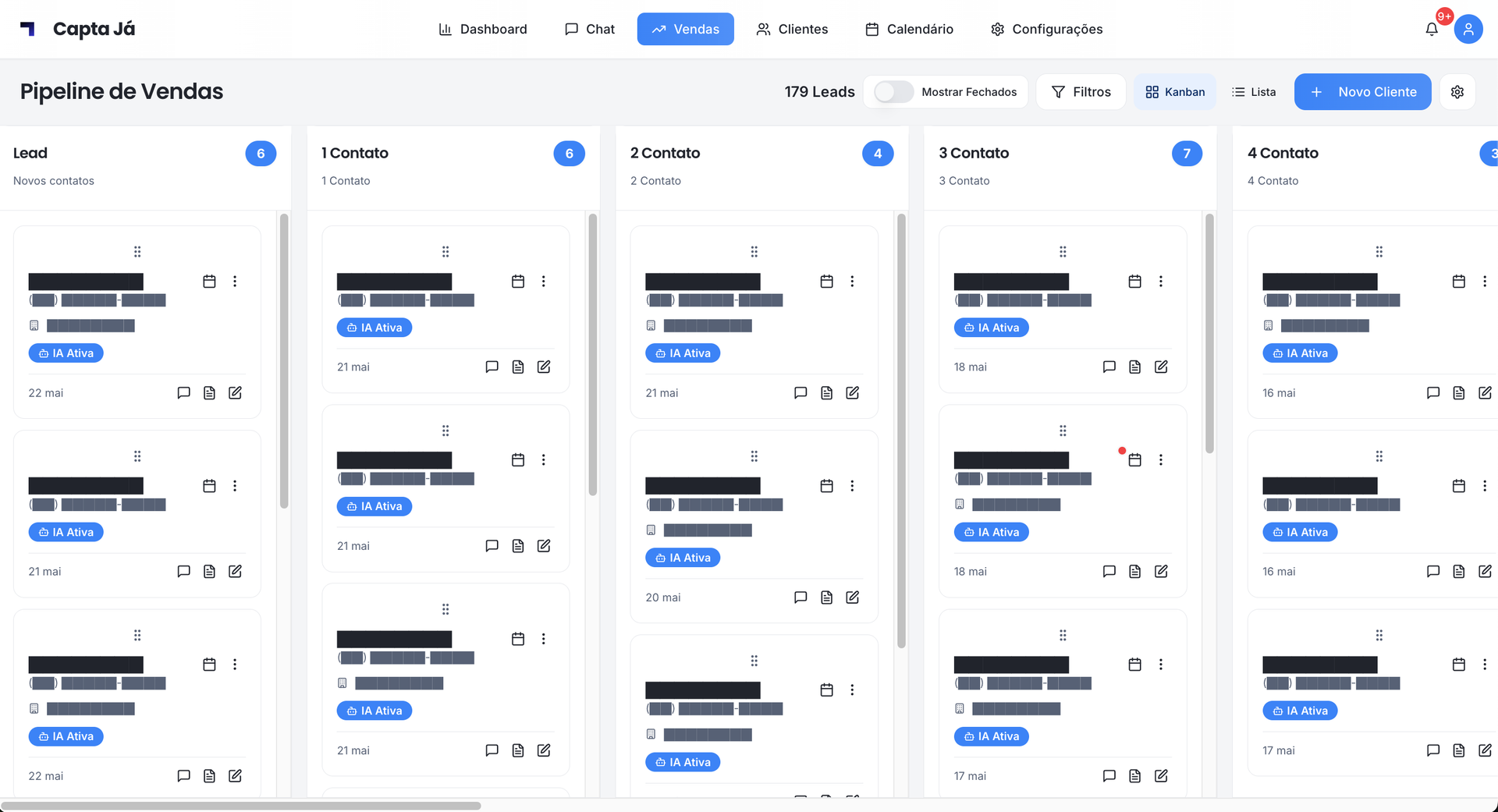 Kanban do CIA para controle dos leads
